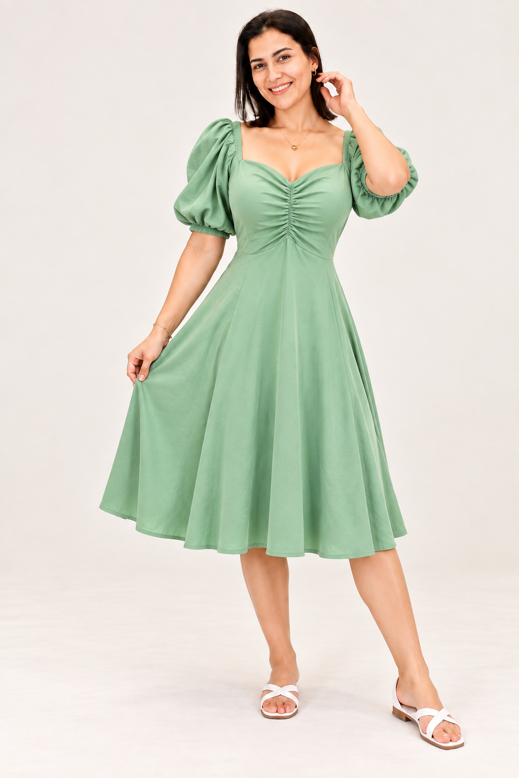 Vestido Fluído Curto Manga – Bianca